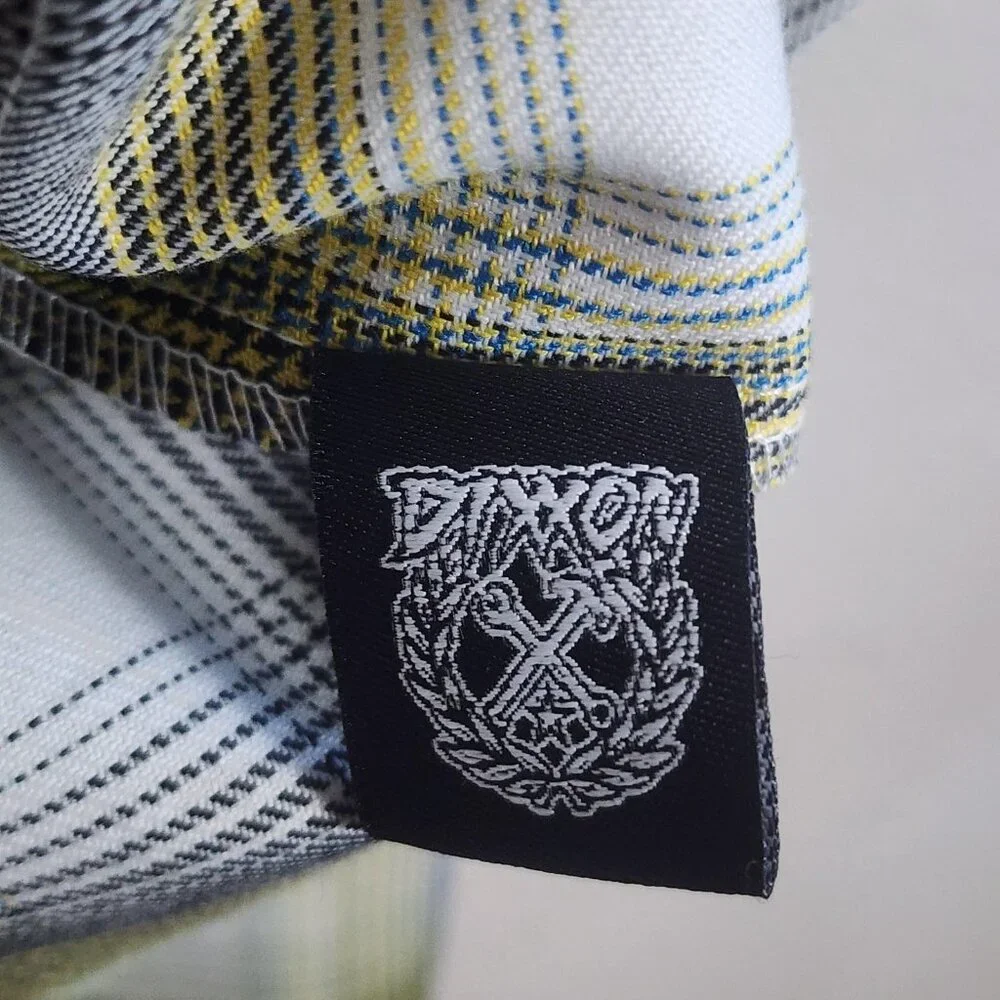 Dixxon Sublime Flannel Shirt Mens Extra Large White Yellow Plaid Snap Button - Picture 7 of 11